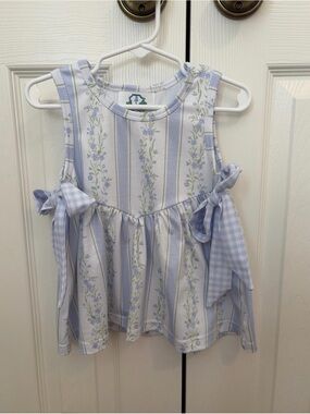 Girls' Lavender Floral Stripe Tie-Side Peplum Tank